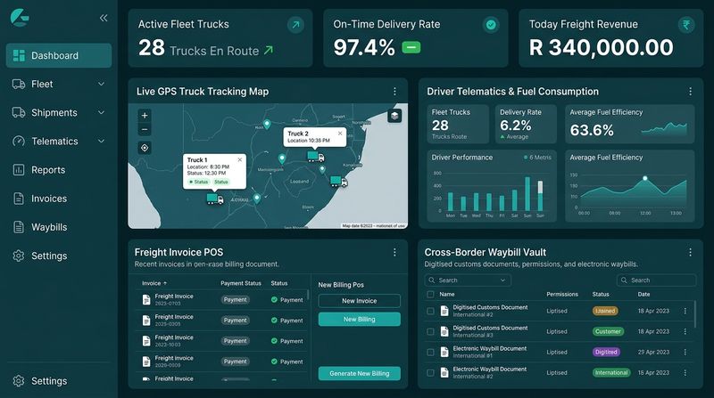 Logistics fleet and courier dispatch workspace